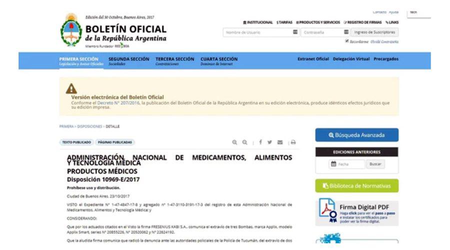 La ANMAT prohibioacute el uso y la distribucioacuten de un producto meacutedico