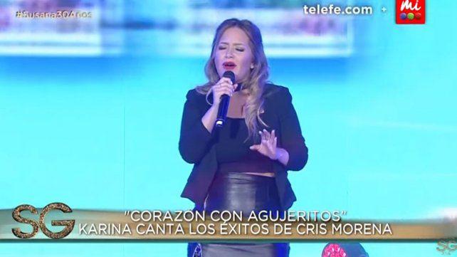 Karina cantoacute Corazoacuten con agujeritos para Cris Morena en lo de Susana Gimeacutenez