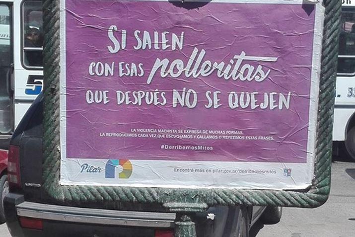 Una campaña pblica contra la violencia machista encarada por el municipio de Pilar provocó revuelo en las redes sociales 