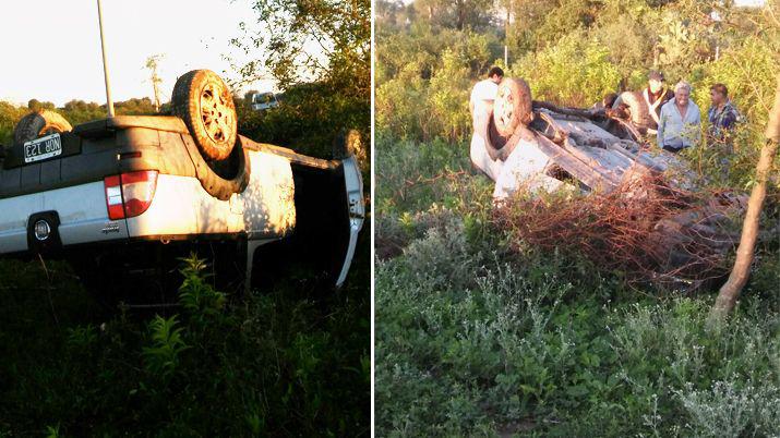 Una camioneta dio un espectacular vuelco sobre Ruta 92