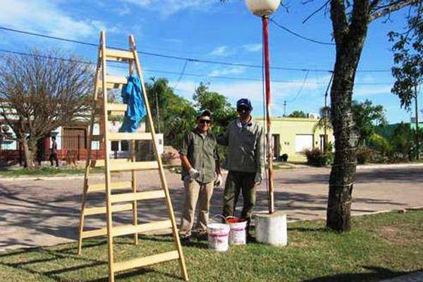 Mantenimiento en las columnas del alumbrado puacuteblico de la avenida Joseacute Belletti de Selva