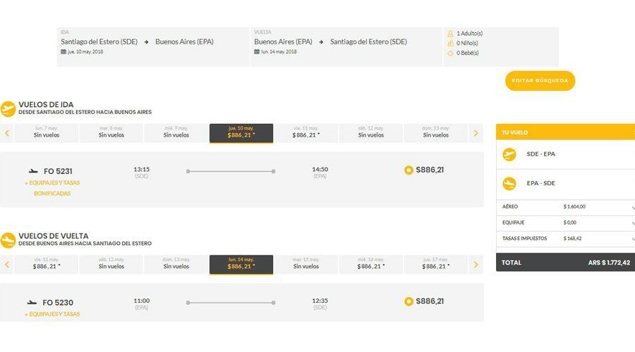 Se podraacute volar desde mayo ida y vuelta a Buenos Aires por el 50-en-porciento- de un pasaje en colectivo