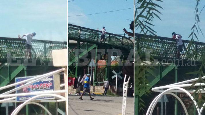 VIDEO Ebrio quiso arrojarse del Paso a Nivel de La Banda