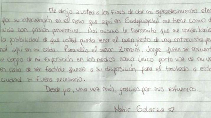 Nahir Galarza escribioacute una carta desde la caacutercel