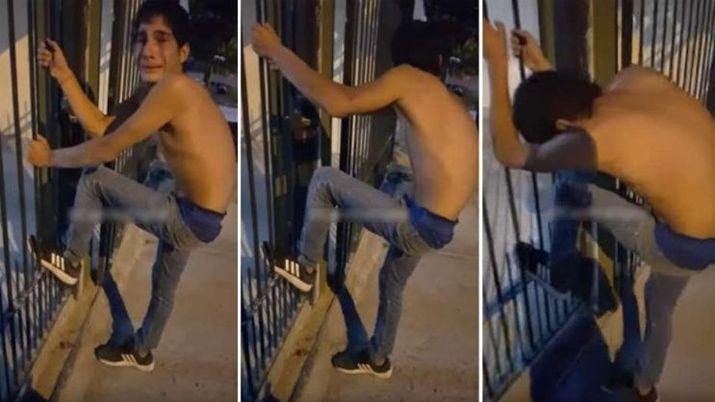 VIDEO  Quiso robar en una casa y quedoacute clavado en la reja