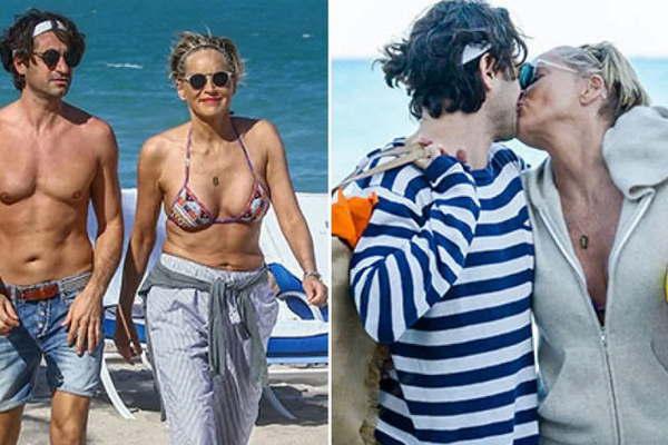 Sharon Stone estrenoacute sus 60 antildeos en compantildeiacutea de un joven italiano de 41  