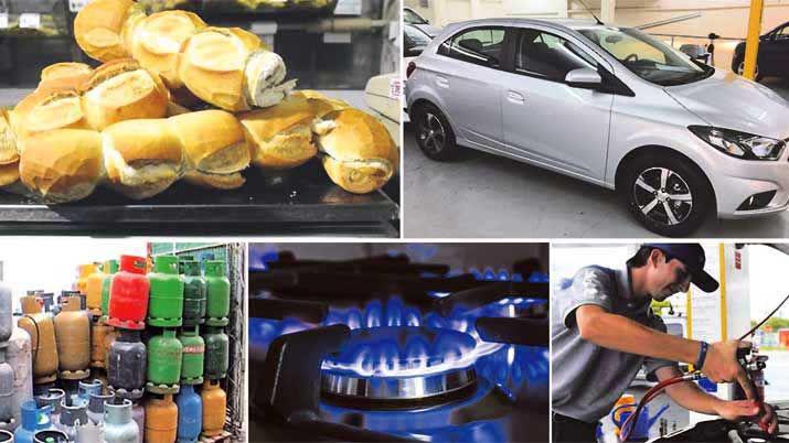 El gas de red el GNC las garrafas el pan y los 0km con alzas a partir de abril