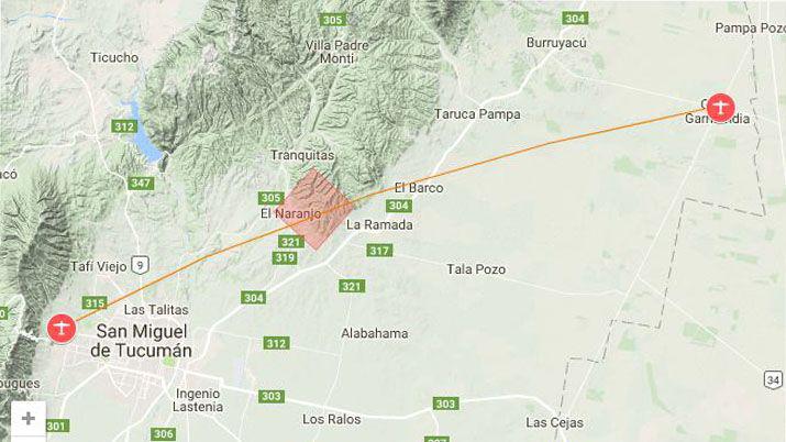 MAPA- Esta es la zona donde cayoacute el avioacuten