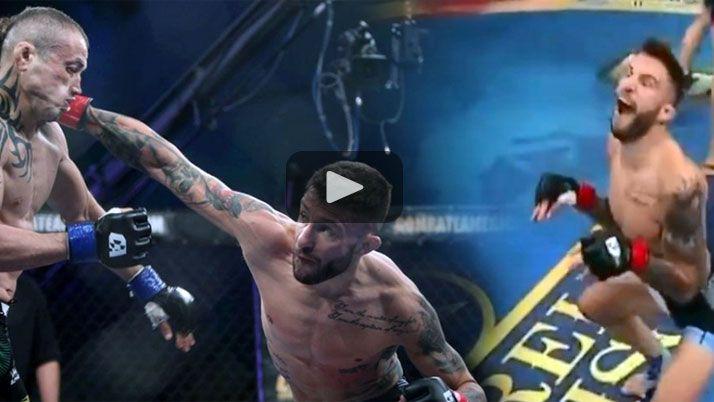 Video  MMA- un argentino noqueoacute a su rival y festejoacute como un velociraptor