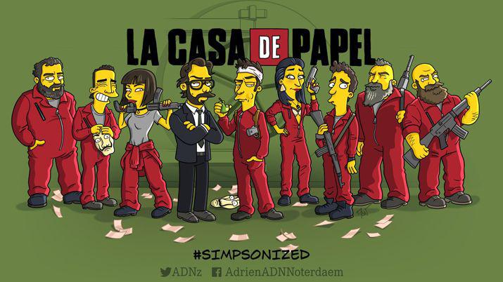 Los personajes de La Casa de Papel en la piel de Los Simpson