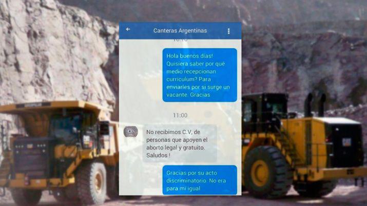 Buscaba trabajo en una cantera y la rechazaron por apoyar el aborto