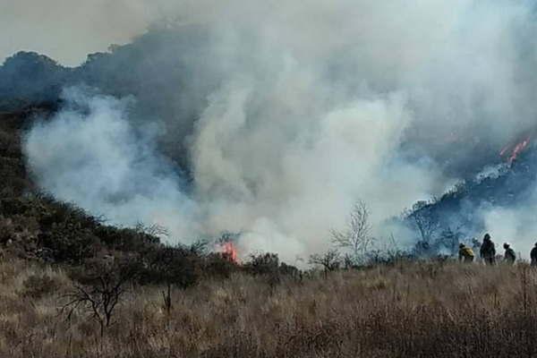 Otro voraz incendio forestal tambieacuten se registra en las sierras puntanas