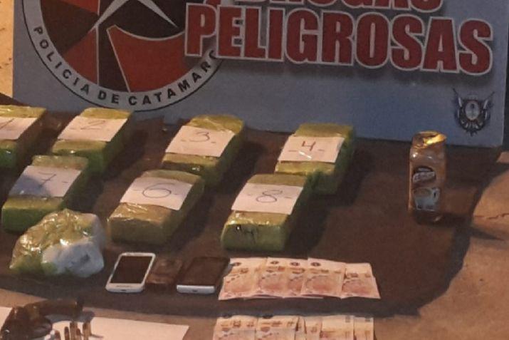 Intentaron ingresar a la ciudad con 9 kilos de marihuana y 1 de cocaína Foto gentileza El Ancasti