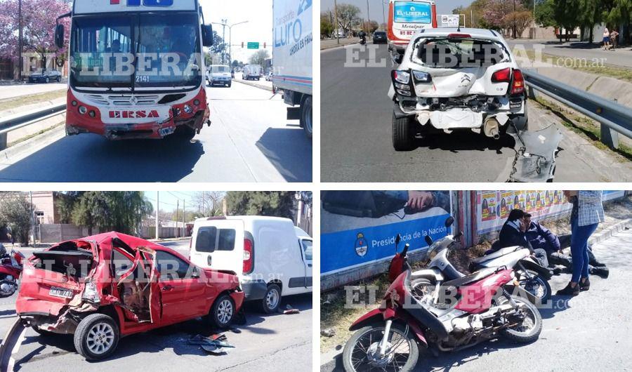 VIDEO  Colectivo sin frenos chocoacute a cinco vehiacuteculos que esperaban la luz verde