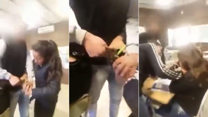 VIDEO Le cortaron el pelo a una compantildeera en plena clase