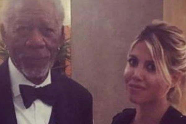 Wanda Nara y Morgan Freeman juntos en Italia
