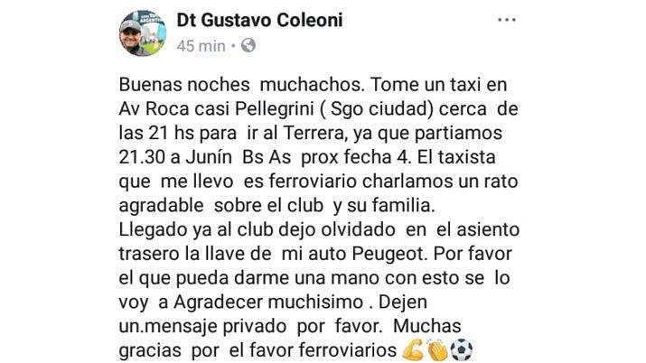 El mensaje compartido en las redes sociales