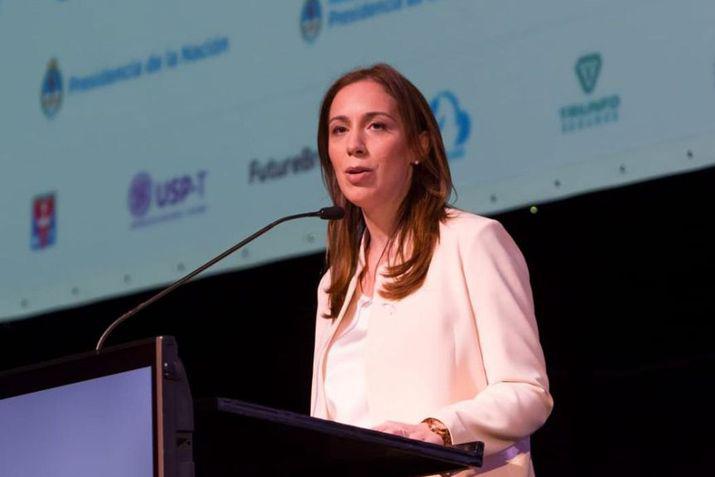 La gobernadora de Buenos Aires María Eugenia Vidal en la apertura de la 74 Asamblea Anual de la SIP en Salta