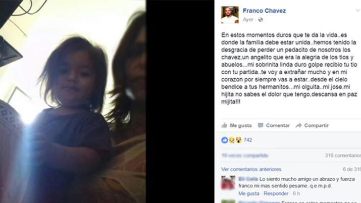 Franco Chvez había utilizado las redes sociales para despedirse de su nieta en diciembre de 2016