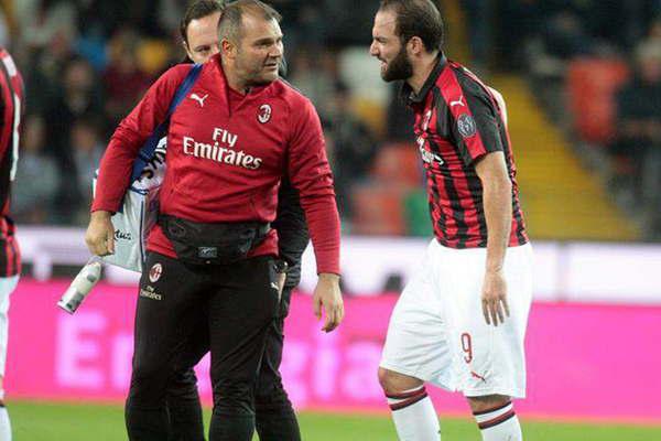Gonzalo Pipita Higuaiacuten se  lesionoacute en la victoria del Milan