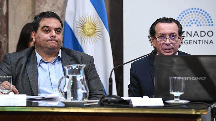 Jorge Triaca y Dante Sica durante una presentación en el Congreso