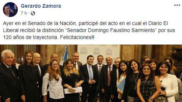 El primer mandatario provincial utilizó su cuenta de Facebook