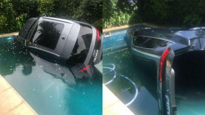 Insoacutelita caiacuteda de una mujer con su camioneta en una pileta