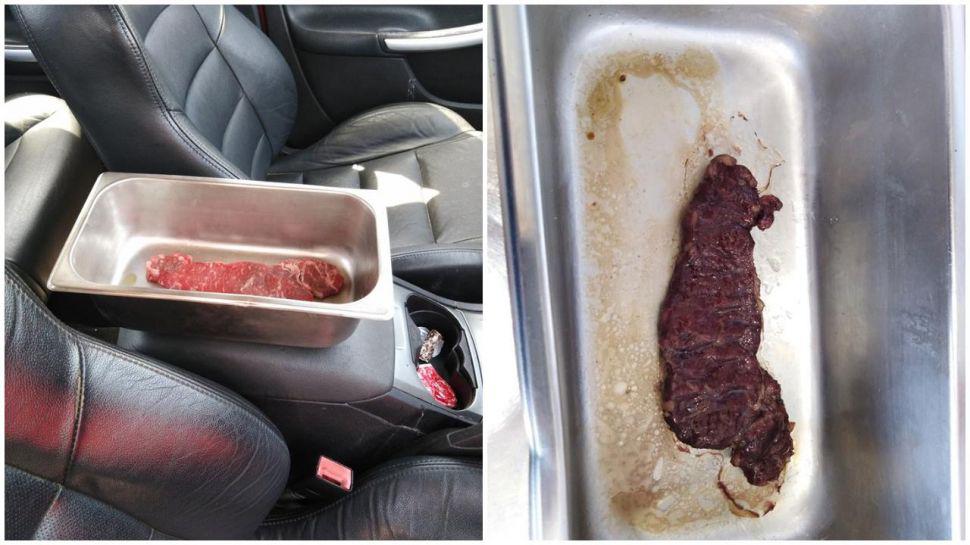 Ola de Calor en Australia- Cocinoacute un bife dentro de un auto