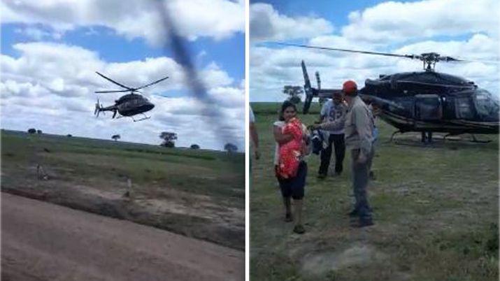 VIDEO  El rescate en helicoacuteptero de familias inundadas