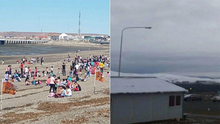 Playa de Tierra del Fuego (izquierda)  Mina Pirquitas en Jujuy (derecha)