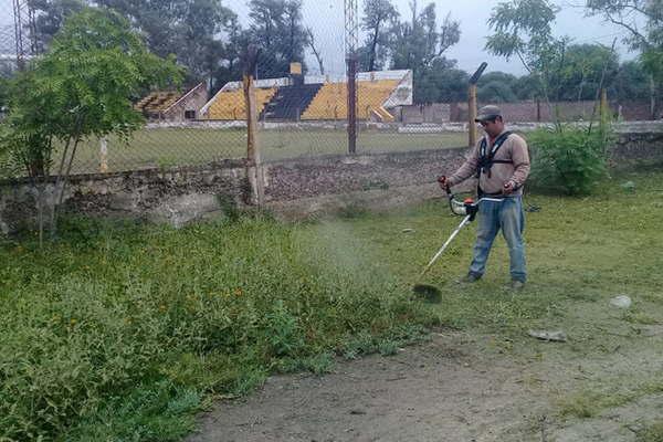 Empleados municipales realizaron trabajos de limpieza en el predio del Club Atleacutetico Clodomira