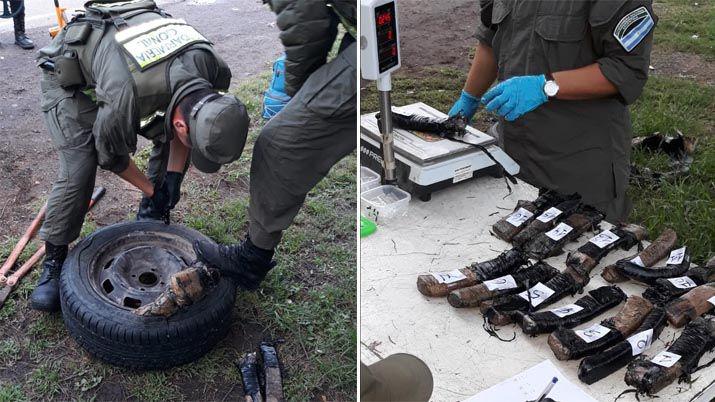 Llevaban maacutes de 3 kilos de droga en la rueda de auxilio y fueron detenidos