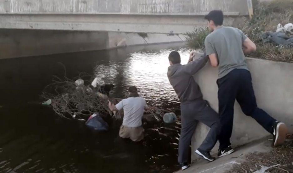 VIDEO  Rescatan a un perrito que corriacutea peligro de ser arrastrado por el agua