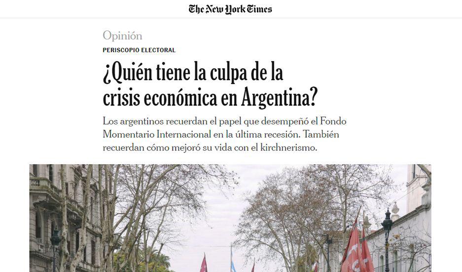 El New York Times responsabiliza a Macri por la crisis que vive el paiacutes