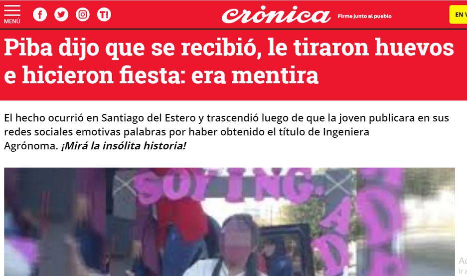 Papeloacuten- los medios nacionales reflejaron la noticia del falso egreso de la ingeniera agroacutenoma