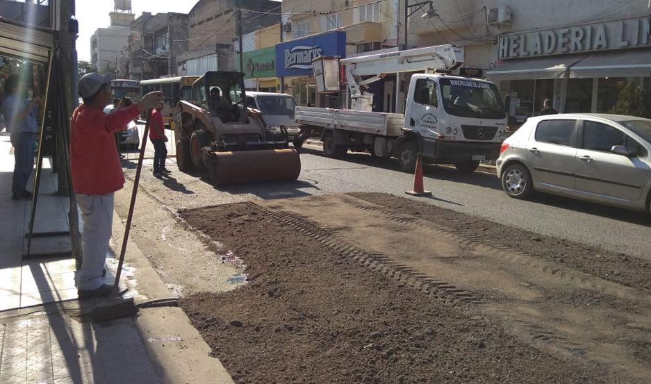 Siguen los trabajos de bacheo en el microcentro