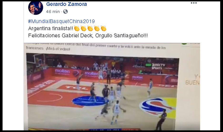 El gobernador Zamora saludó a Deck a través de las redes sociales