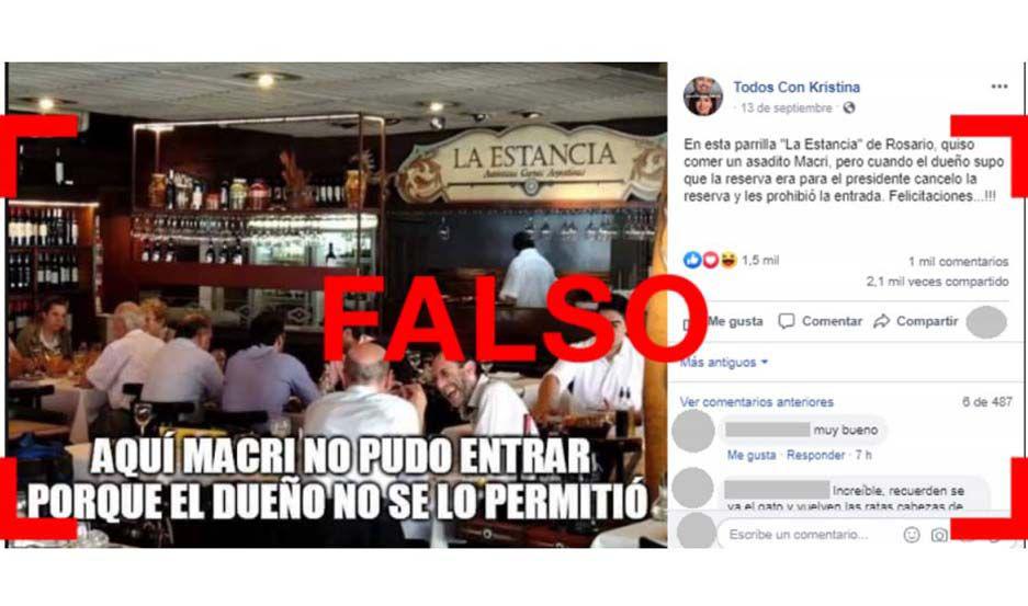 Es falso que un restaurante no dejoacute almorzar a Macri porque no teniacutea reserva