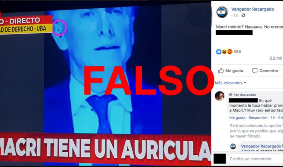 Es falso que Macri teniacutea un auricular durante el debate presidencial