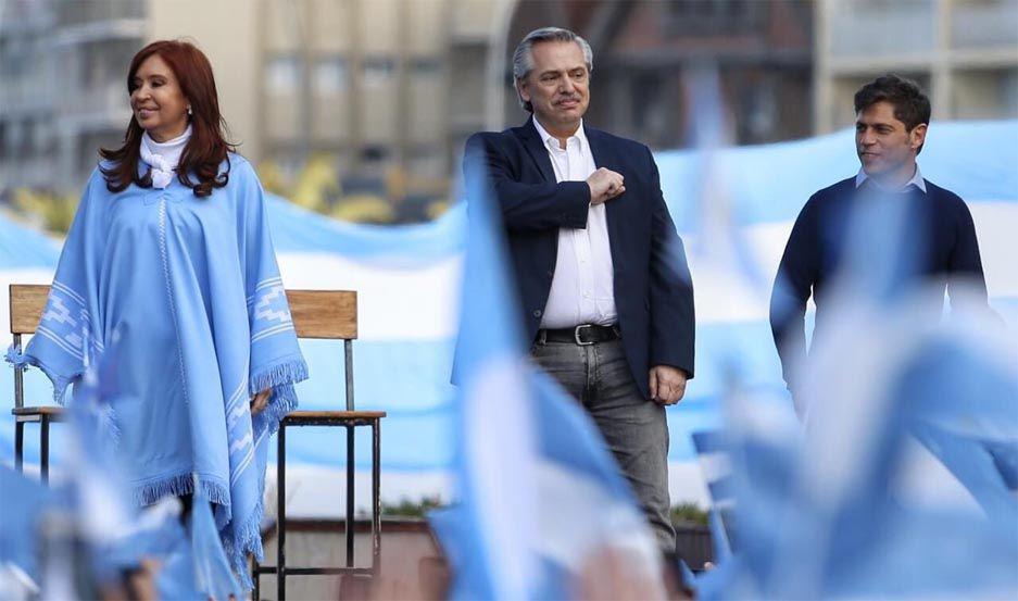 Alberto Fern�ndez junto a Cristina Fern�ndez y Axel Kicillof