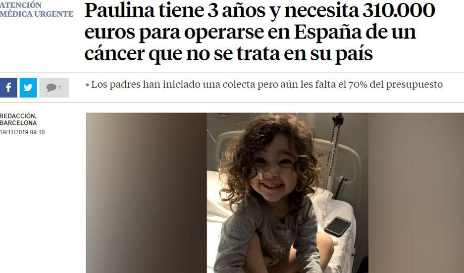 Importante diario de Espantildea se hizo eco de la salud de Paulina Flores Oberlander