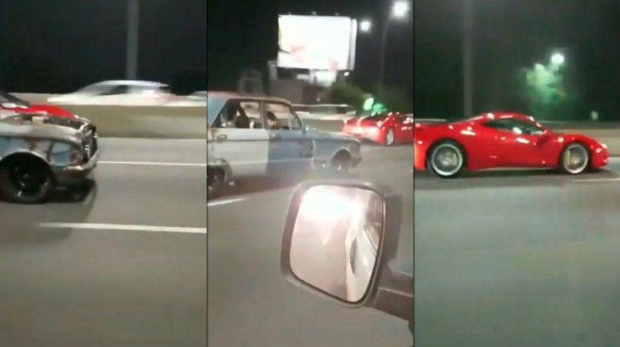 Viral- La picada entre un viejo Ford Falcon y una Ferrari en plena Panamericana