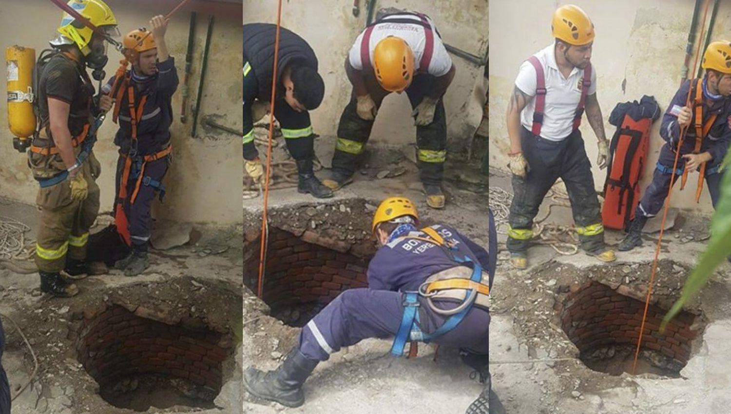Una mujer cayoacute a un pozo de 10 metros y fue rescatada por los bomberos