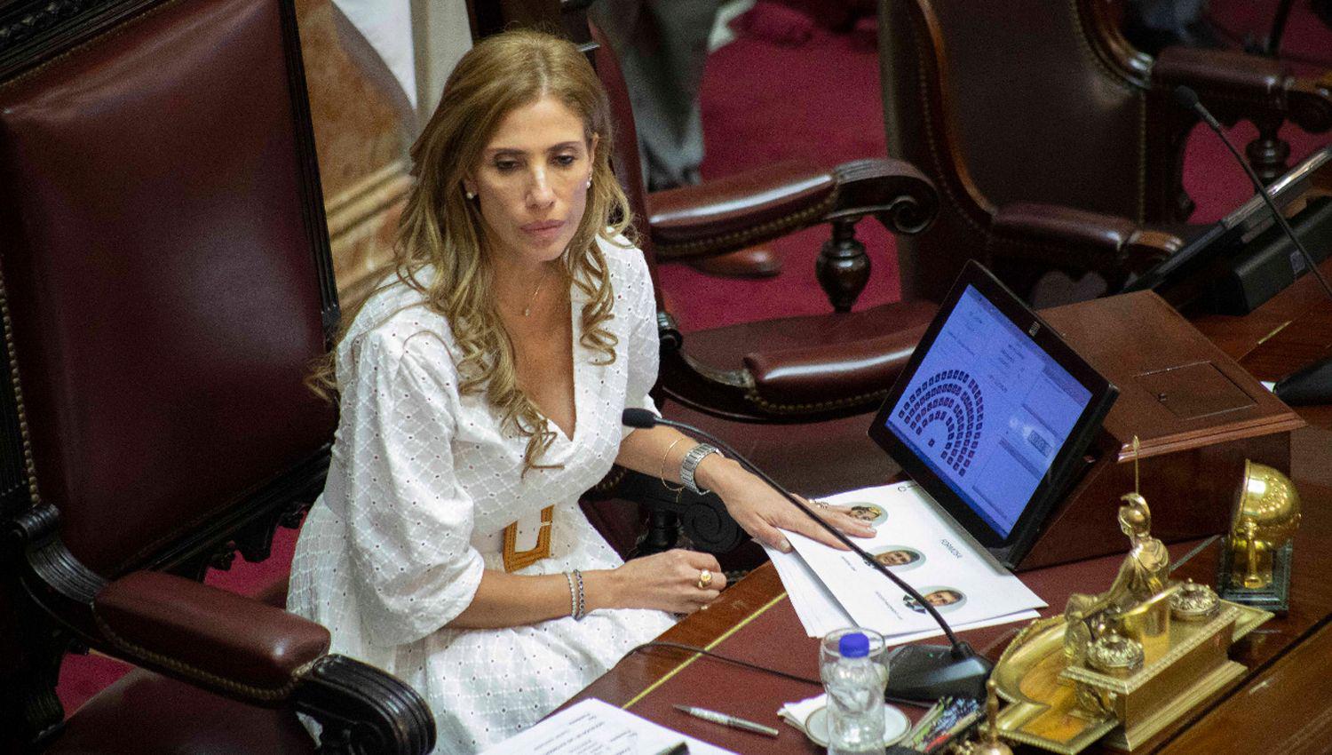 La senadora Claudia Zamora presidioacute parte de la sesioacuten del Senado