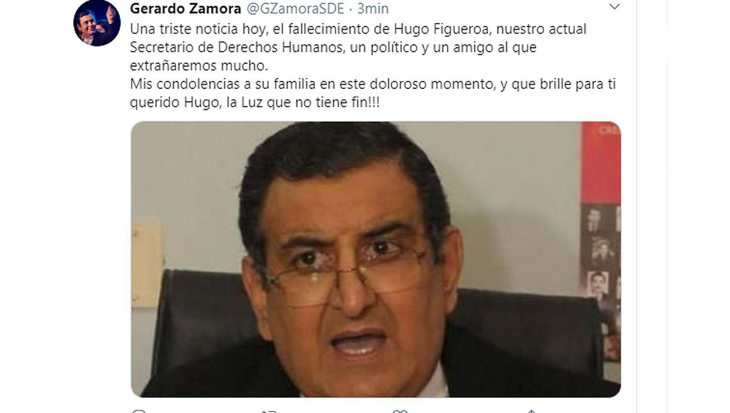El gobernador Zamora lamentoacute el fallecimiento de Hugo Figueroa