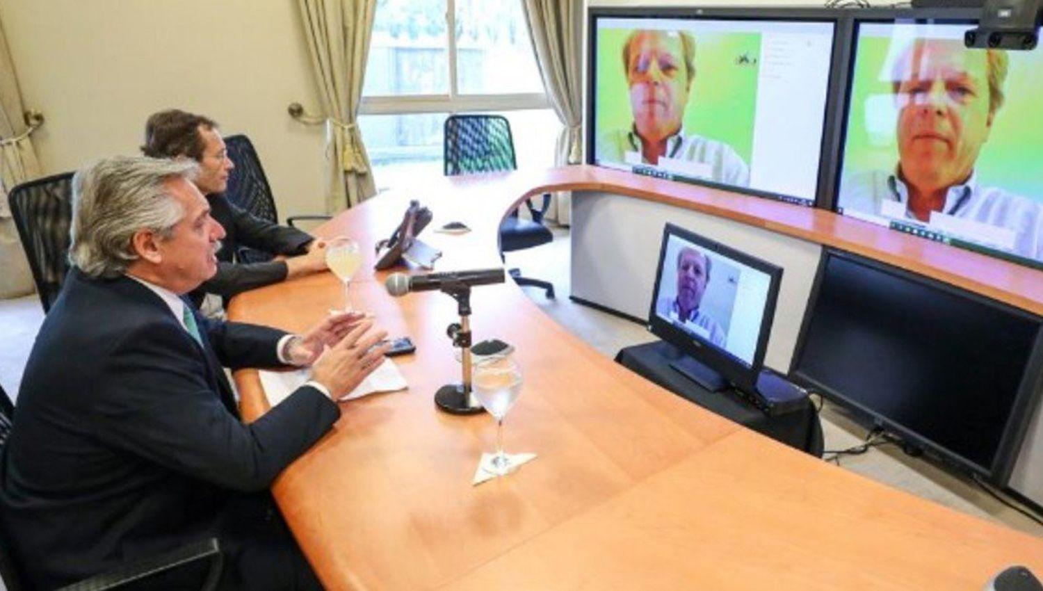 DIÁLOGO El presidente Alberto Fern�ndez durante la videoconferencia con el vicepresidente del Banco Mundial
