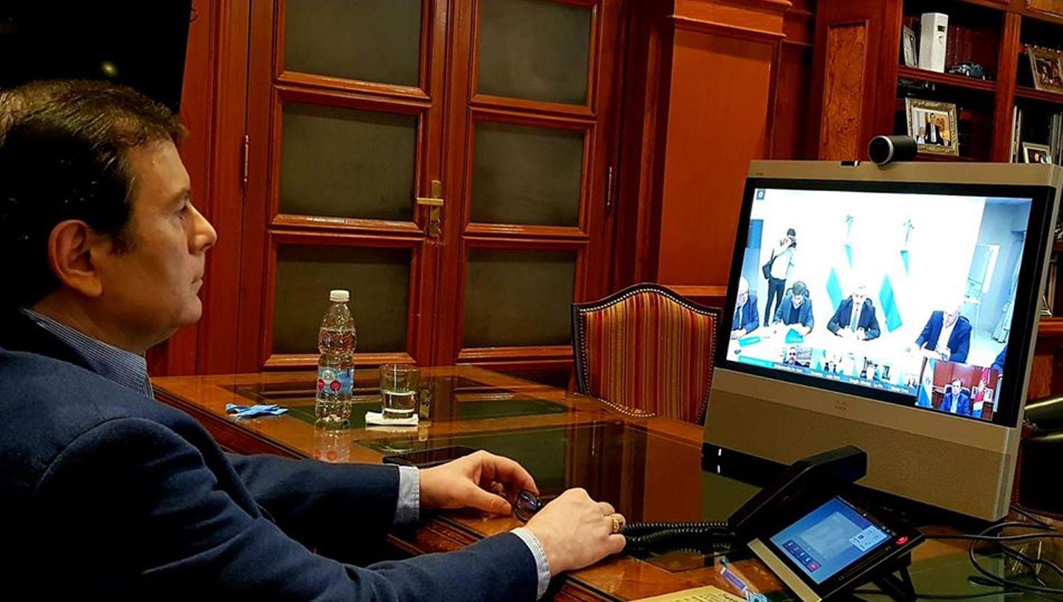 El gobernador Zamora en videoconferencia con el presidente