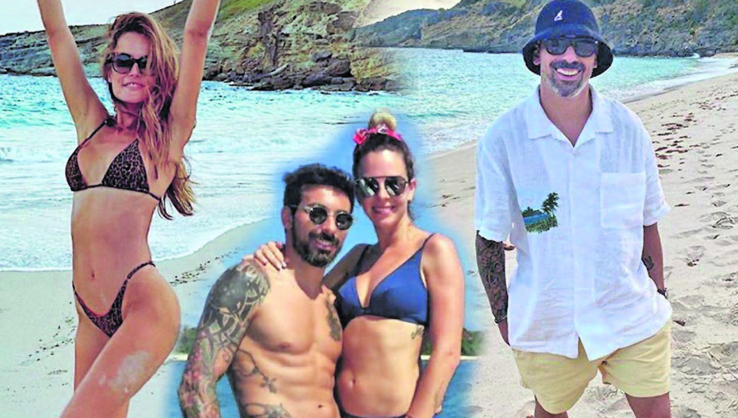 Screpante (foto del centro en otros tiempos con el futbolista)  Actualmente el ex delantero de San Lorenzo est� en Saint Barth con la modelo brasileña Natalia Borges (izquierda)