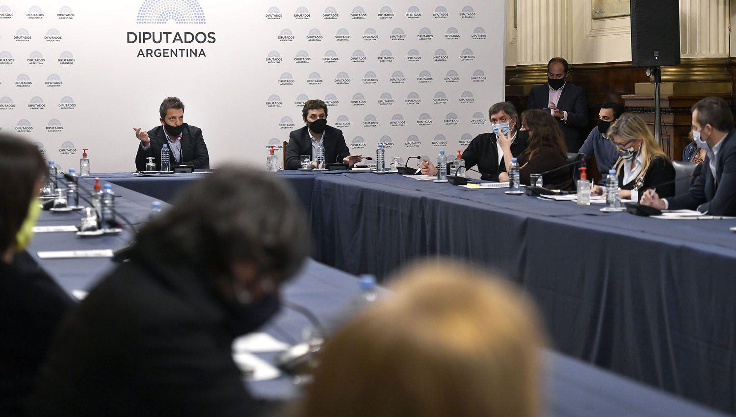 Sergio Massa en la reunión con los jefes de los diferentes bloques