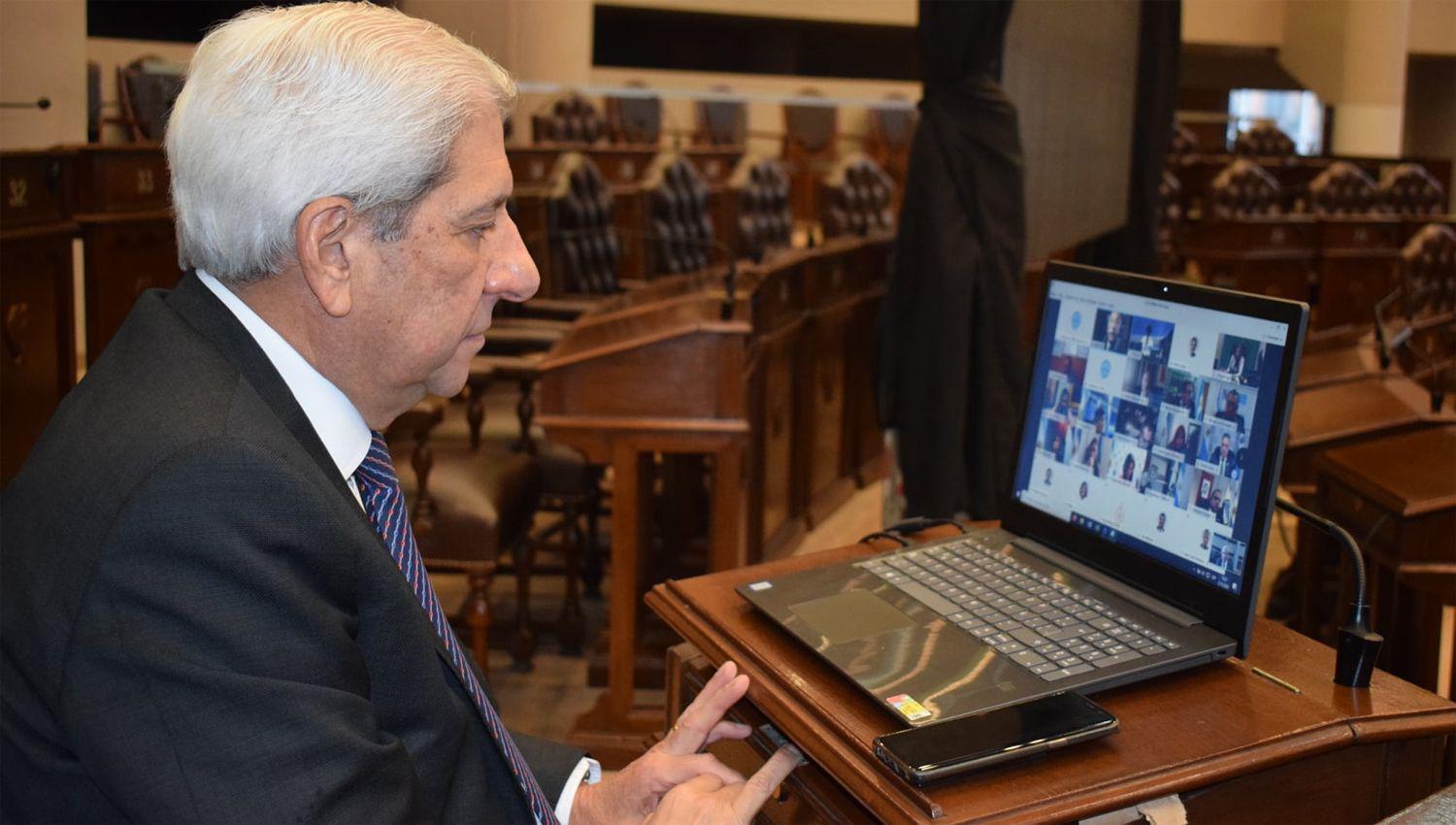 El senador Joseacute Emilio Neder participoacute de una histoacuterica sesioacuten virtual